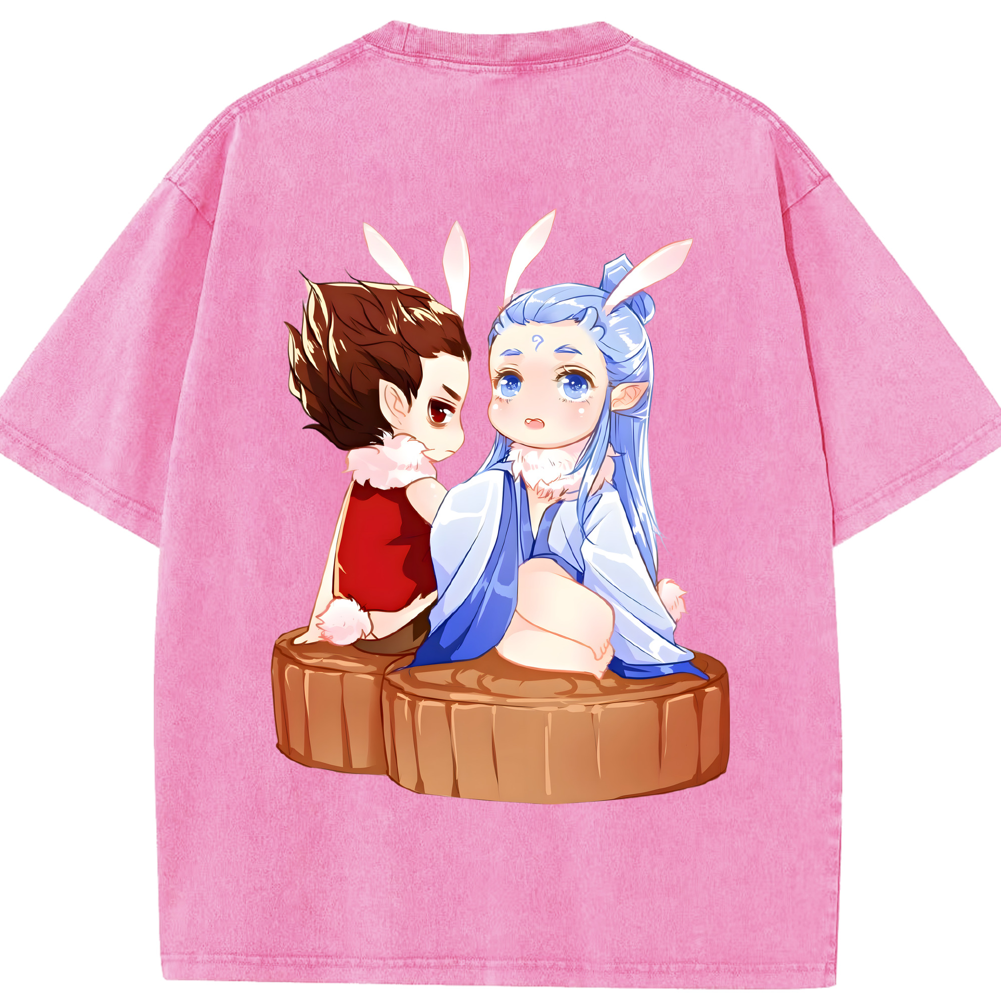 （画像用） Ne Zha 2 ナタ 魔童の大暴れ 綿100% ヴィンテージ風 半袖Tシャツ（背面プリント）